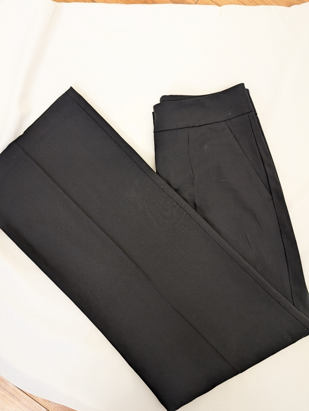 BLACK WIDE LEG TROUSERS HIGH WAIST CLASSIC TAILORED PANTS SIZE 6 - Picture 2 of 4